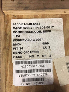 Refrigeration Condenser Coil, NSN 4130-01-548-5455, P/N 306-0017, New!