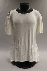 Zeagoo Women's Cut Out Shoulder A Line Tunic Top Size XL -White -New