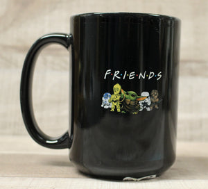 Friends Star Wars Yoda R2D2 Chewbacca Coffee Cup Mug - Funny - Black - New