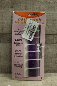 French Manicure Nail Patch Set -Purple/Silver -New