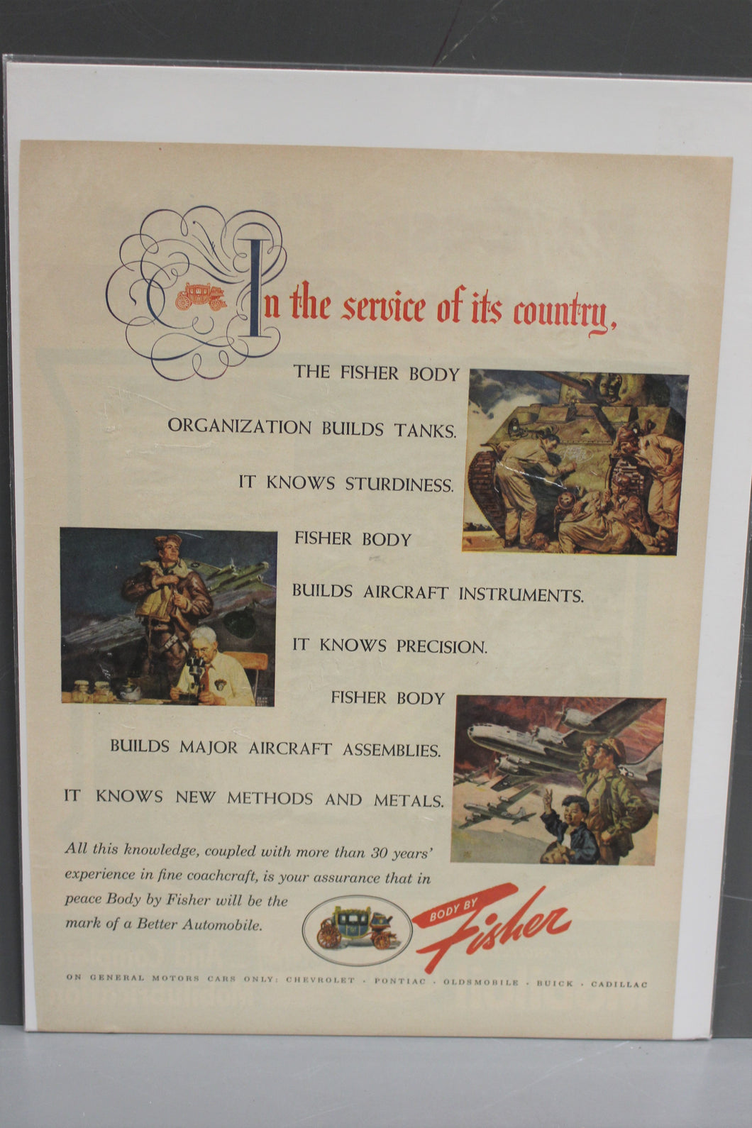 In The Service of its Country, The Fisher Body Org Builds Tanks Magazine Memorabilia
