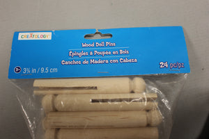 Vintage Wooden Doll Pins/Clothes Pins - Pack of 24 - New