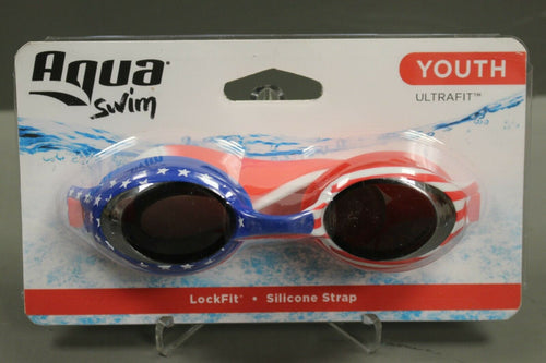 Aqua Swim Youth UltraFit Goggles, Stars & Stripes, New