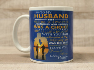 To My Husband, Meeting You Was Fate Coffee Cup Mug - Wife Rainbow Love - New