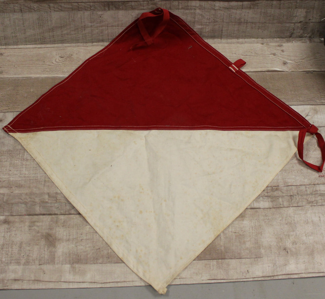 Vintage WWII Signal Flag Semaphore Flag - Red/White - Used