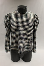 Load image into Gallery viewer, Who What Wear Houndstooth Women&#39;s Blouse Size Medium -Black/White -New