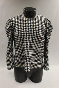 Who What Wear Houndstooth Women's Blouse Size Medium -Black/White -New