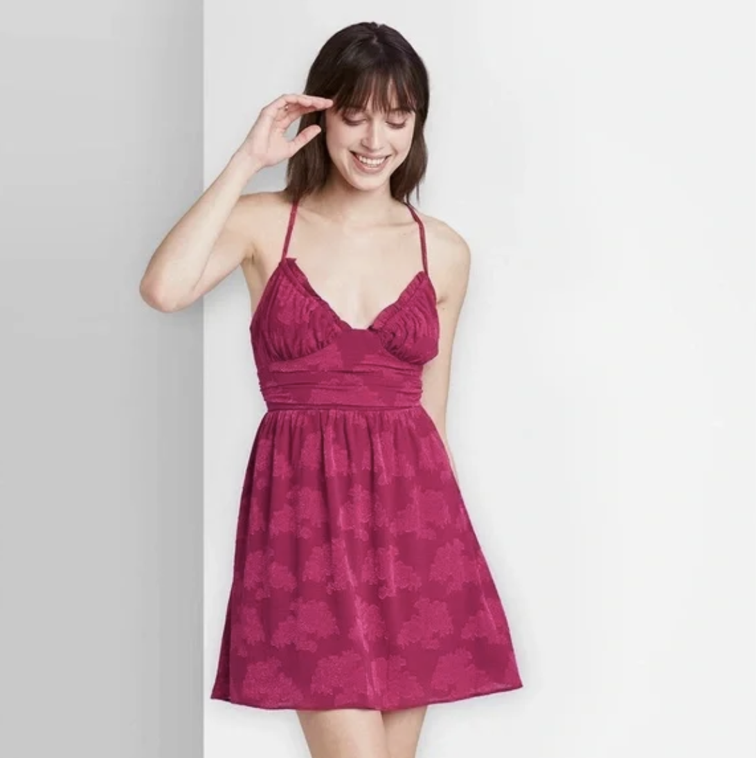 Wild Fable Women's Sleeveless Open Back Ruched Skater Dress - Rose Pink