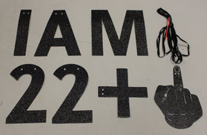 I AM 22+1 Banner 23rd Birthday Party Sign Funny Gag Decorations (Black Glitter)