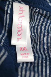 Xhilaration Women's Striped Short Sleeve Wrap Top Navy XXL