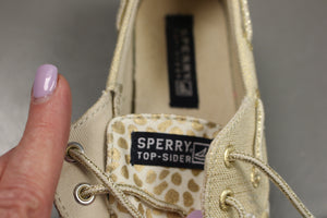 Sperry Womens Canvas Top-Sider Shoe. Size: 3M, Tan