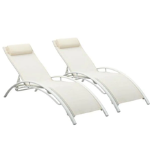 Load image into Gallery viewer, Tatayosi White 2-Piece Aluminum Outdoor Patio Chaise Lounge with Pillow - New