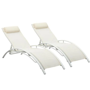 Tatayosi White 2-Piece Aluminum Outdoor Patio Chaise Lounge with Pillow - New