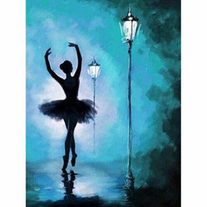 Ballerina Dancing Silhouette Diamond Painting Lovely - Blue - 11.8 x 15.7" - New