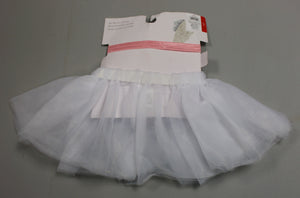 Baby Girl White Tulle Tutu Skirt & Pink Flower Headband Set - New