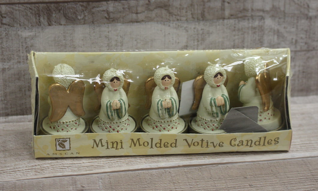Mini Molded Chandelles Votive Moulees Candles - Set of 5 - Angles - New