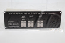 Load image into Gallery viewer, Tire Data CATI ISS 21F/23R Label, Max Tire Pressures, Highway, Cross County, New