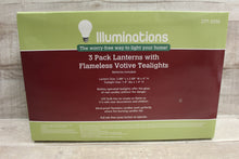 Load image into Gallery viewer, Illuminations 3-Pack Lanterns With Flameless Votive Tealights -Black -New