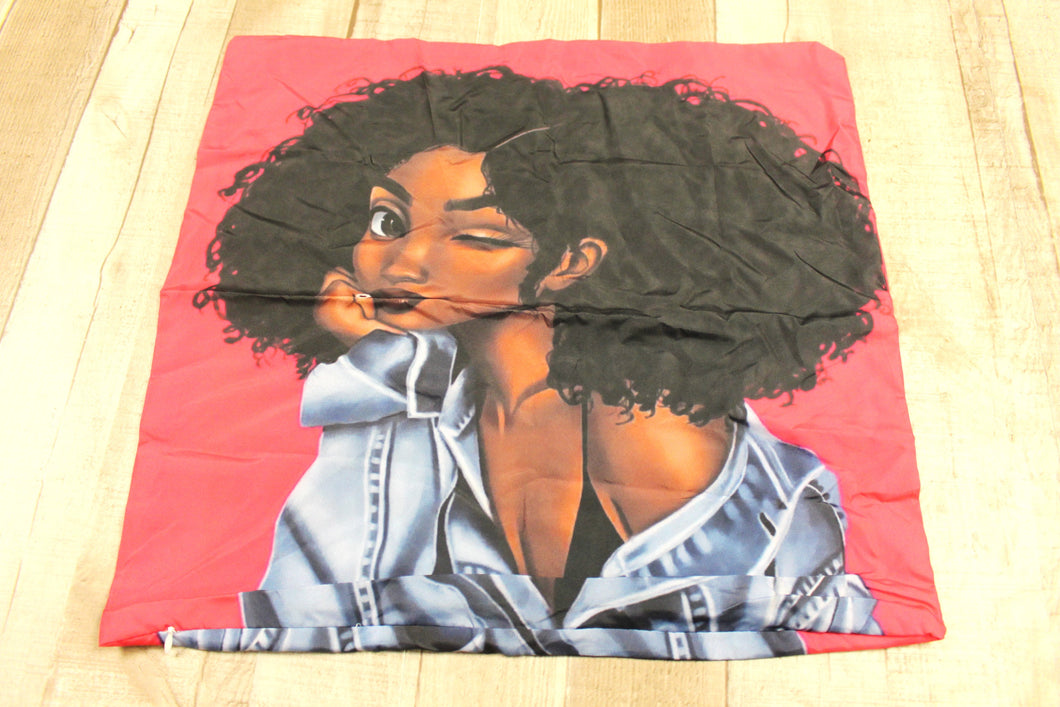 African American Girl Double Sided Pillow Cover - 17