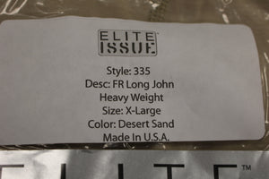 Elite Issue FR Heavyweight Long John Pant - X-Large- Desert Sand - New