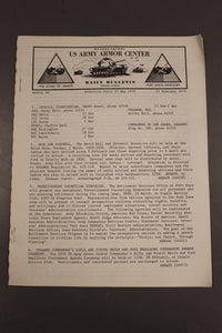 US Army Armor Center Daily Bulletin Official Notices, Year: 1970