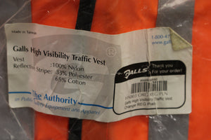 Galls High Visibility Traffic Vest, Orange, Regular Plain, New