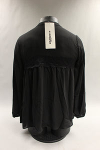 Zeagoo Women's Loose Long Sleeve Casual Chiffon Top - Medium -Black -New