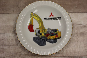 Collectible Mitsubishi Hydraulic Excavator Porcelain Plate 8x8x1 1/2" -Used