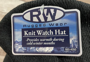Rugged Wear Knit Beanie Cap - Black - 100% Acrylic - New