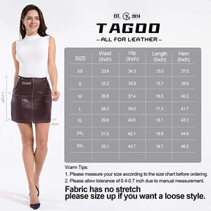 Tagoo Women's Leather Midi Zipper Skirt - Maroon - Small - New