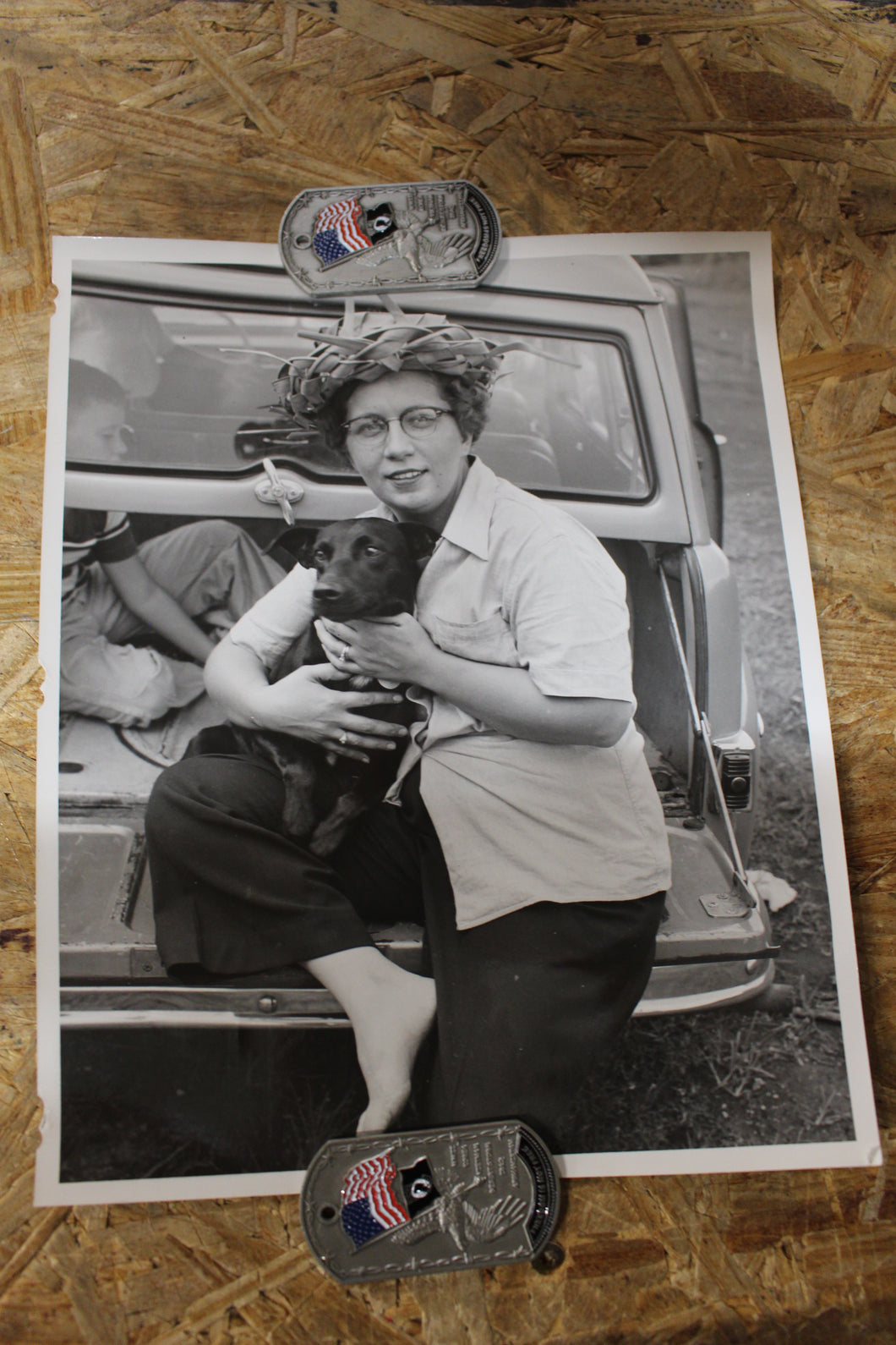 Vintage Authentic and Original Photo Woman Posing With Dog -Used