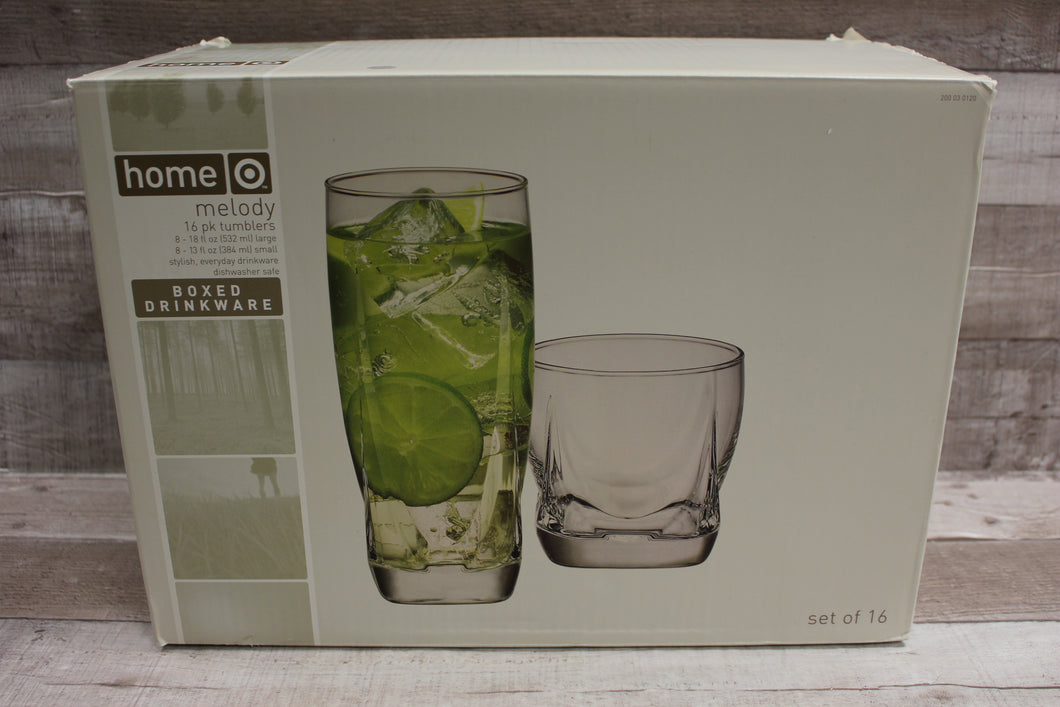 Target Home Melody 16-Pack Of Glass Tumbler Cups -New