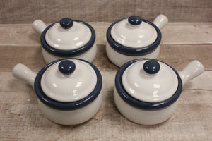 Miniature Ceramic Pot With Lid For Display Decoration Set Of 4 -Used