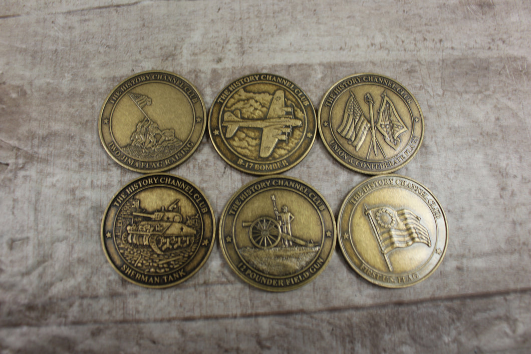 History Channel Club Set Of 6 Collectors Medallion War History Coins - New
