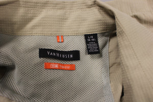 Van Heusen Traveler Tan Button-Up Shirt Size Large