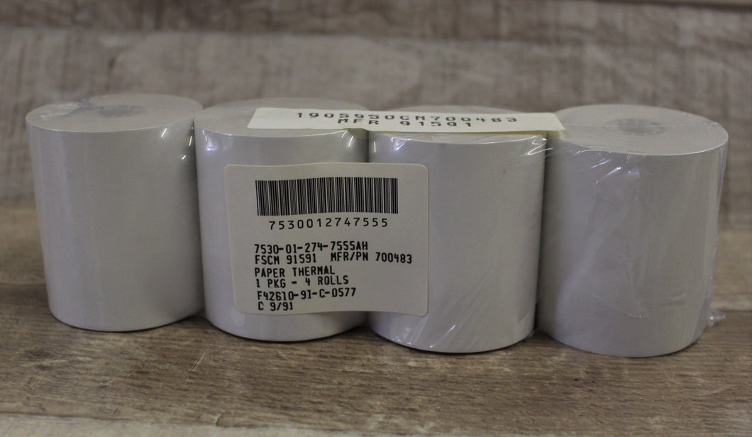 Thermal Paper - Pack of 4 Rolls - 700483 - NSN 7530-01-274-7555 - New