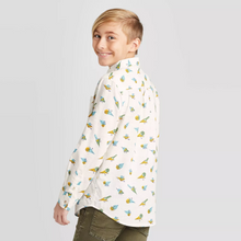 Load image into Gallery viewer, Cat &amp; Jack Boys&#39; Long Sleeve Dino Print Button-Down Shirt - Almond Cream - Size: XLarge - New