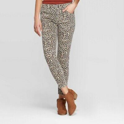 Knox Rose Women's Leopard Print Mid-Rise Ankle Skinny Pants - Size