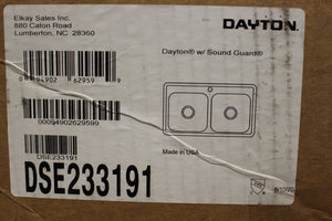 Elkay DSE23319 Dayton 33" Drop In Double Basin Stainless Steel W/ Sound Guard