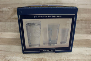 Kohls Set Of 4 Button Up Highball Drinking Glasses -New