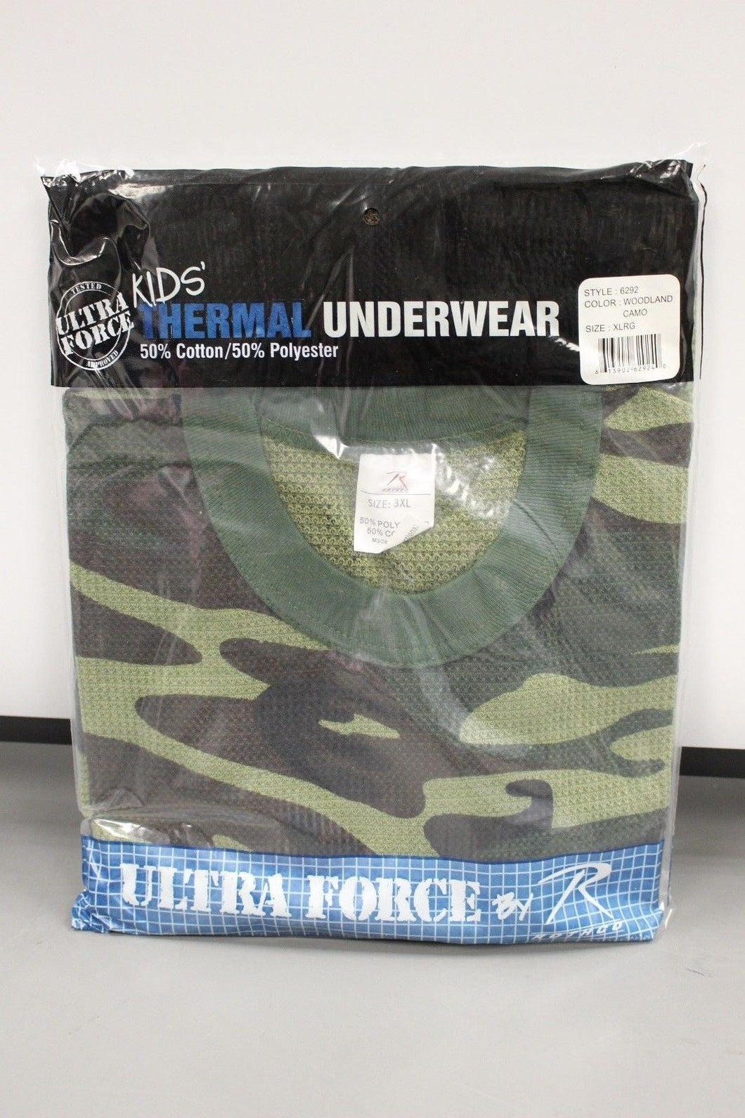 Kids Ultra Force Thermal Woodland Camo Top, XL, NEW!