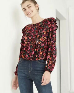 Wild Fable Women's Floral Print Long Sleeve Ruffle Blouse - XLarge - New