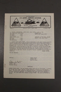 US Army Armor Center Daily Bulletin Official Notices, Year: 1969