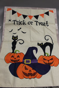 Trick Or Treat Halloween Burlap Outdoor Flag Decoration - 28x40" - New