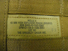 Load image into Gallery viewer, MOLLE II 40 MM High Explosive Pouch Double Coyote Tan