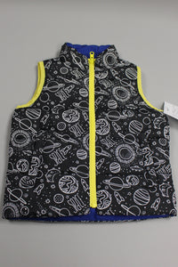 Spotted Zebra Kids' Reversible Puffer Vest, Size: 3T, Space/Blue, New