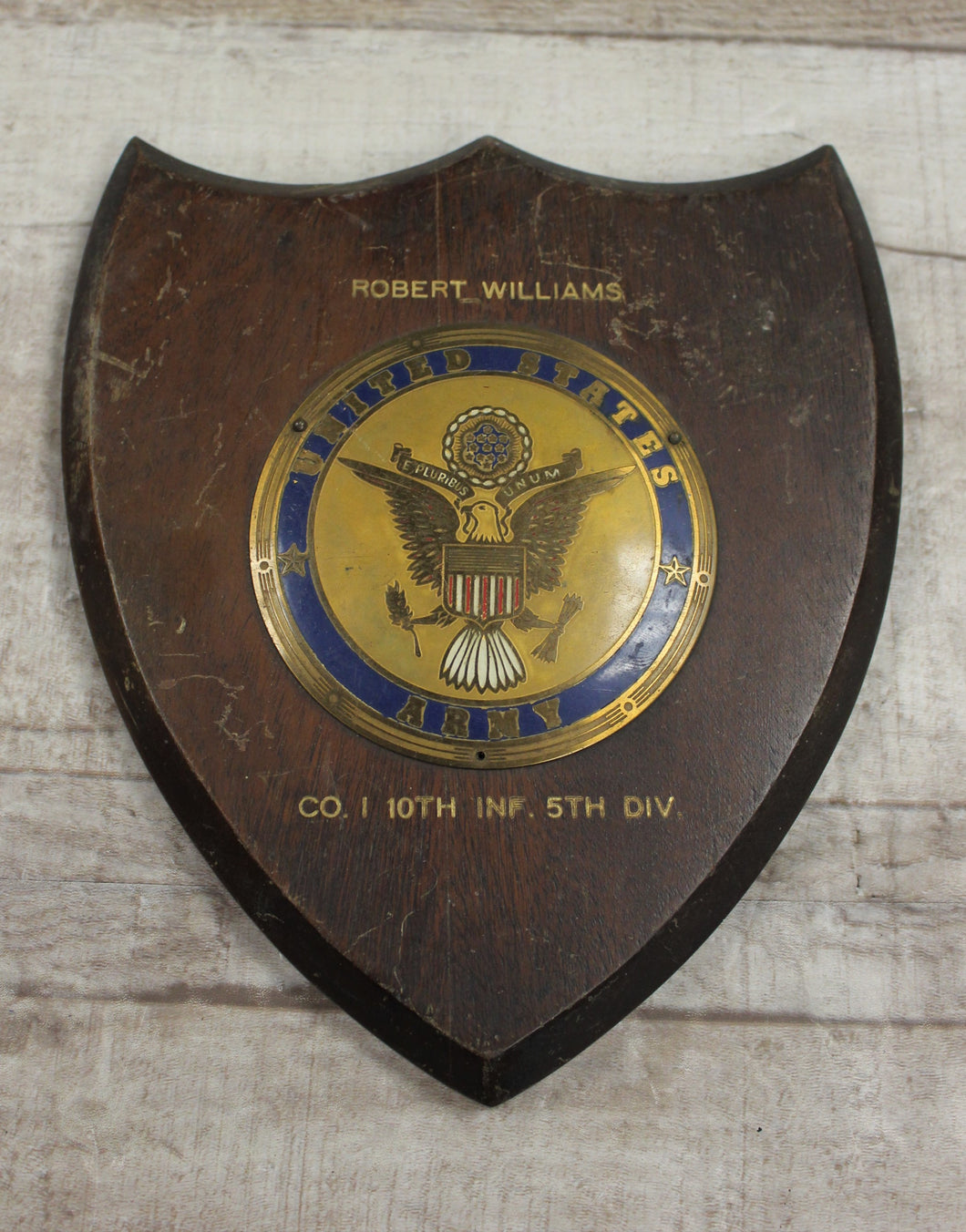 United States Army Robert Williams Award Plaque -Used