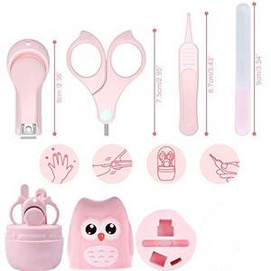 Baby Grooming Kit - Includes Nail Clipper, File, Tweezer with Cute Owl Case - Pink - New
