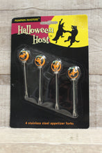 Load image into Gallery viewer, Halloween Host 4 Stainless Steel Appetizer Forks -New