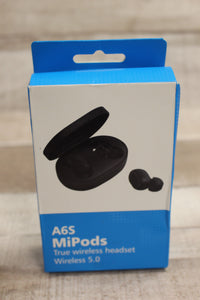 A6S MiPods Bluetooth 5.0 True Wireless Earphones (Black) - New